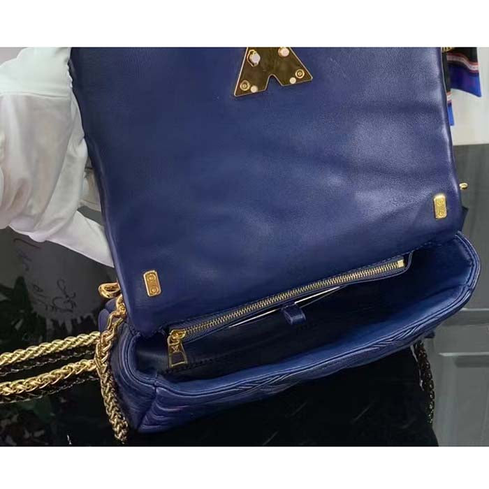 Louis Vuitton LV Women GO-14 MM Navy Blue Lamb Leather Cowhide Leather