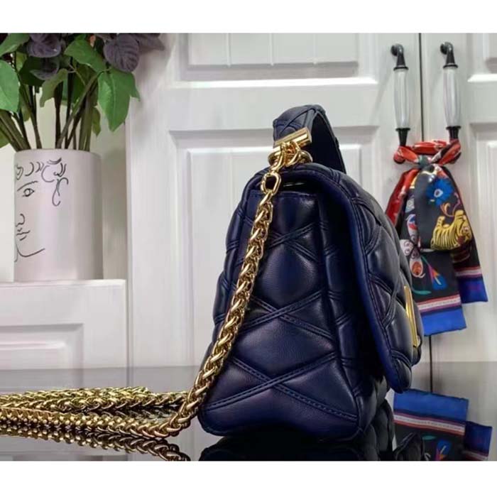 Louis Vuitton LV Women GO-14 MM Navy Blue Lamb Leather Cowhide Leather