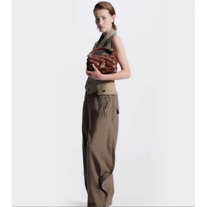 Louis Vuitton LV Women GO-14 MM Smoked Tan Lamb Leather Cowhide Leather