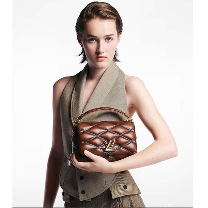 Louis Vuitton LV Women GO-14 MM Smoked Tan Lamb Leather Cowhide Leather