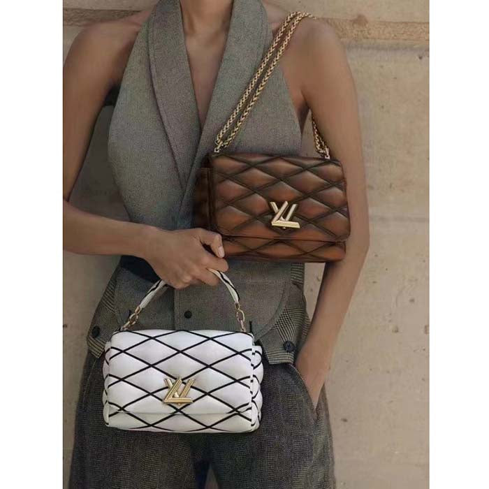 Louis Vuitton LV Women GO-14 MM Smoked Tan Lamb Leather Cowhide Leather