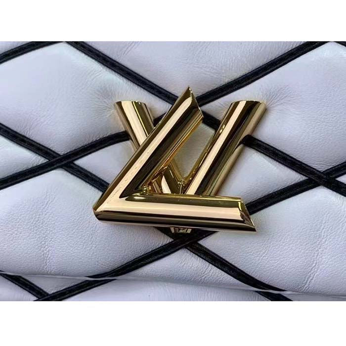 Louis Vuitton LV Women GO-14 MM White Black Lamb Leather Cowhide Leather