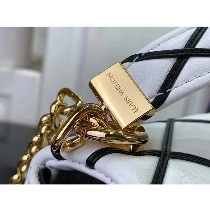 Louis Vuitton LV Women GO-14 MM White Black Lamb Leather Cowhide Leather