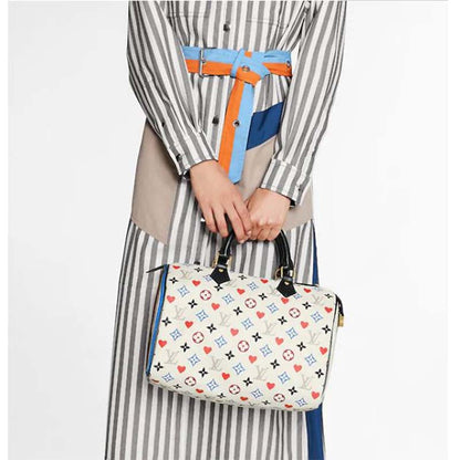 Louis Vuitton LV Women Game On Speedy Bandoulière 25 Monogram Canvas-White