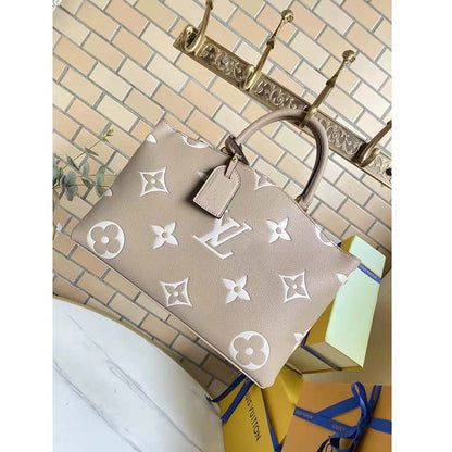 Louis Vuitton LV Women Grand Palais Tote Bag Dove Monogram Embossed Grained Cowhide