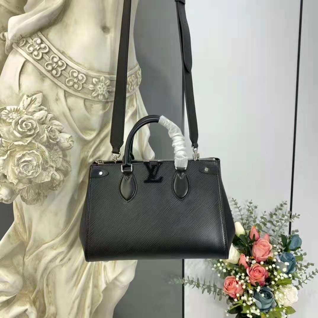 Louis Vuitton LV Women Grenelle Tote MM Bag Black Epi Grained Cowhide Leather