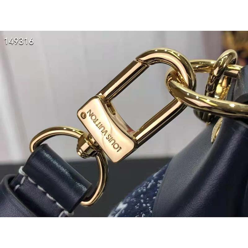 Louis Vuitton LV Women Half-Moon Loop Baguette Handbag Navy Blue Denim Jacquard