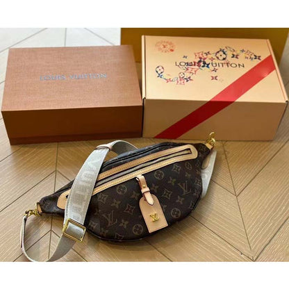 Louis Vuitton LV Women High Rise Monogram Coated Canvas Natural Cowhide Leather