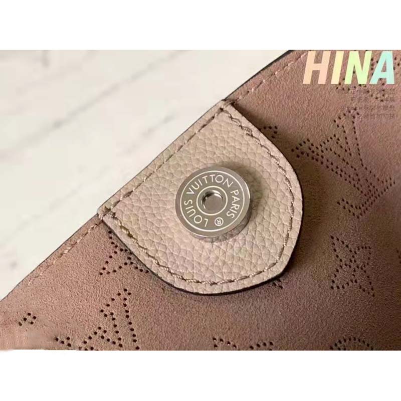 Louis Vuitton LV Women Hina PM Bucket Bag Gray Mahina Perforated Calf