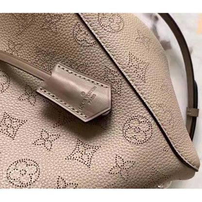 Louis Vuitton LV Women Hina PM Bucket Bag Gray Mahina Perforated Calf