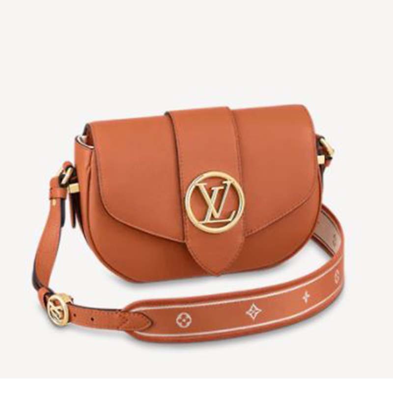 Louis Vuitton LV Women LV Pont 9 Soft MM Sienne Dorée Mocaccino Grained Calfskin Smooth Cowhide