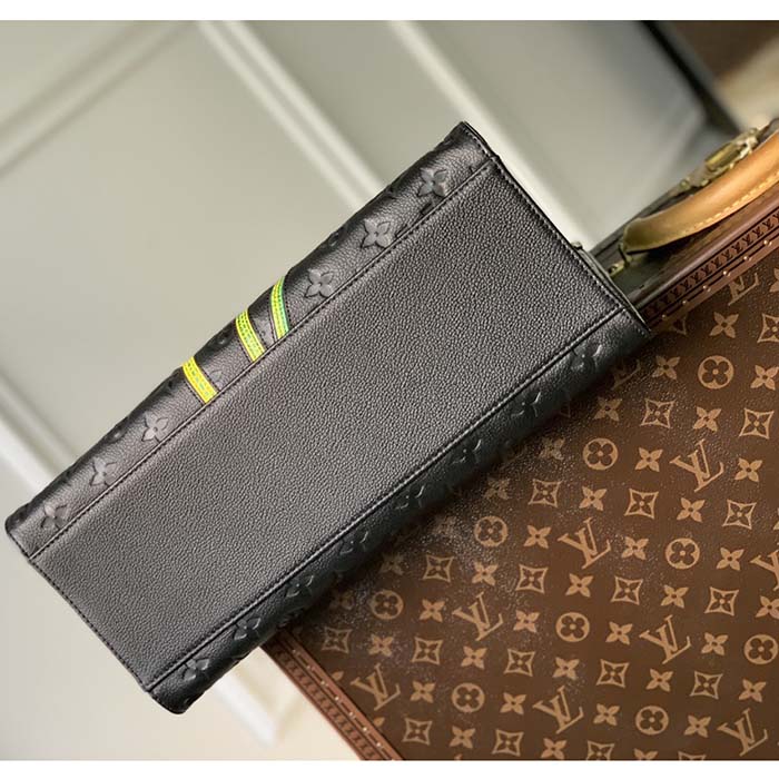 Louis Vuitton LV Women LV x YK OnTheGo MM Black Embossed Grained Monogram Cowhide Leather Flower