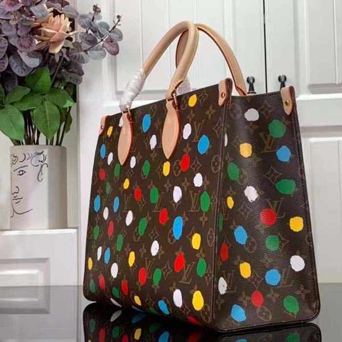 Louis Vuitton LV Women LV x YK OnTheGo MM Monogram Coated Canvas 3D Painted Dots Print