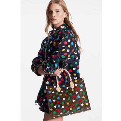 Louis Vuitton LV Women LV x YK OnTheGo MM Monogram Coated Canvas 3D Painted Dots Print