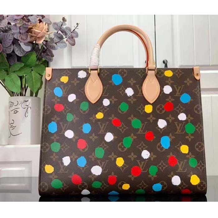 Louis Vuitton LV Women LV x YK OnTheGo MM Monogram Coated Canvas 3D Painted Dots Print