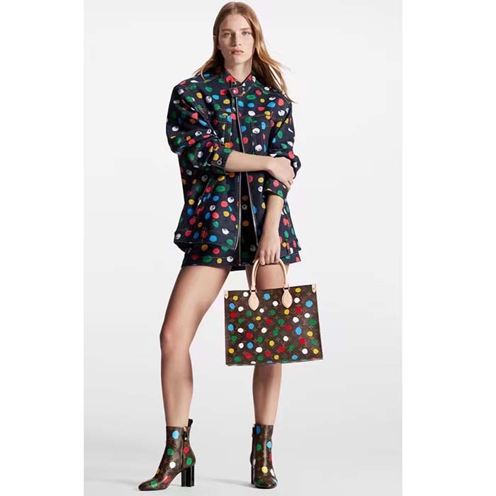 Louis Vuitton LV Women LV x YK OnTheGo MM Monogram Coated Canvas 3D Painted Dots Print