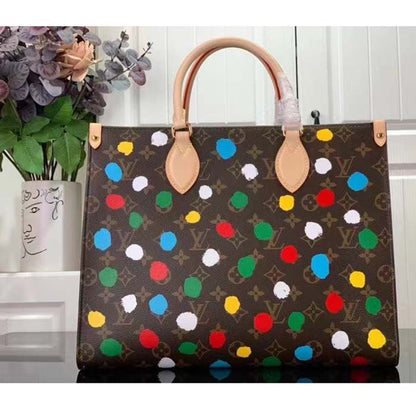 Louis Vuitton LV Women LV x YK OnTheGo MM Monogram Coated Canvas 3D Painted Dots Print