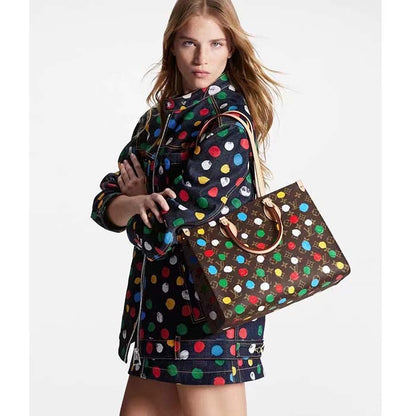 Louis Vuitton LV Women LV x YK OnTheGo MM Monogram Coated Canvas 3D Painted Dots Print