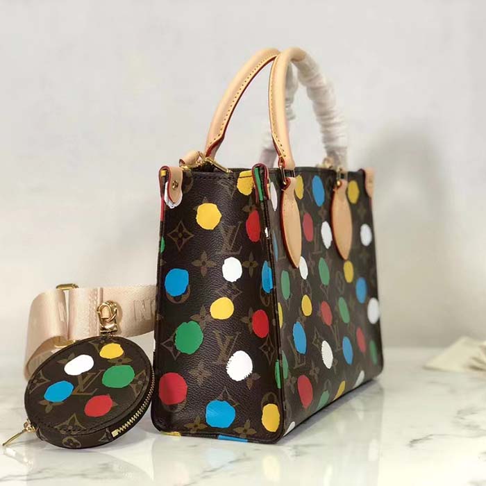 Louis Vuitton LV Women LV x YK OnTheGo PM Monogram Coated Canvas 3D Painted Dots Print