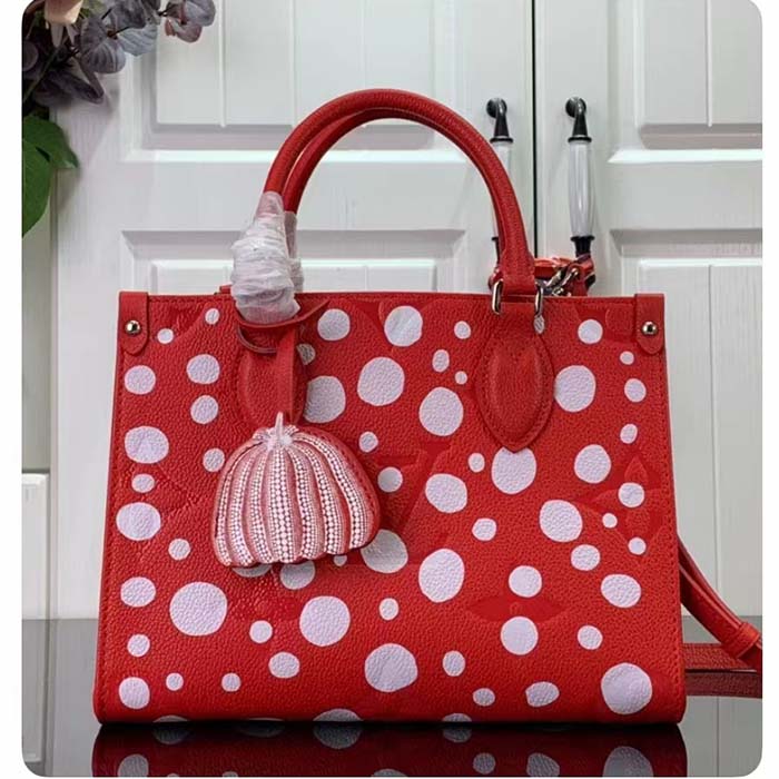 Louis Vuitton LV Women LV x YK OnTheGo PM Red White Embossed Grained Monogram Empreinte Cowhide