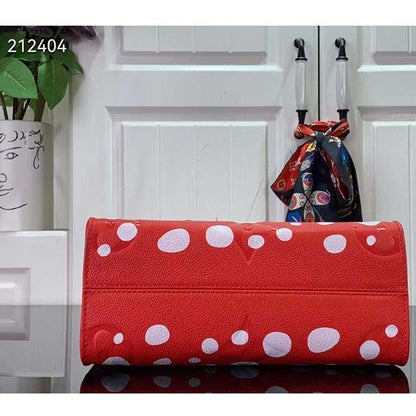 Louis Vuitton LV Women LV x YK OnTheGo PM Red White Embossed Grained Monogram Empreinte Cowhide