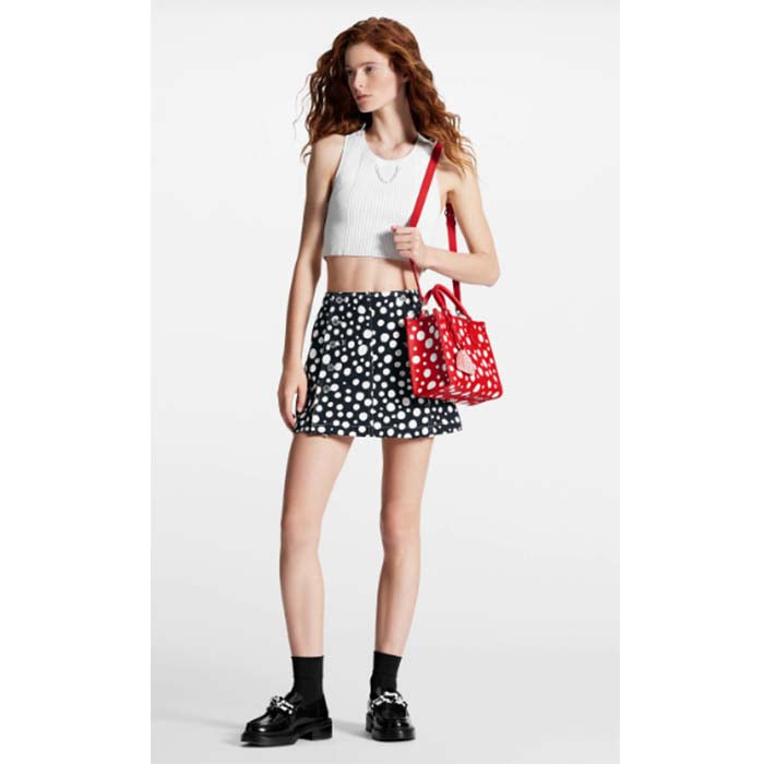 Louis Vuitton LV Women LV x YK OnTheGo PM Red White Embossed Grained Monogram Empreinte Cowhide