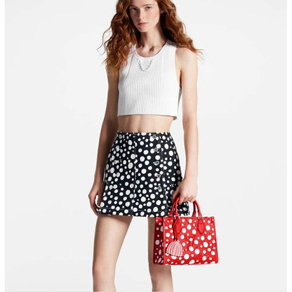 Louis Vuitton LV Women LV x YK OnTheGo PM Red White Embossed Grained Monogram Empreinte Cowhide