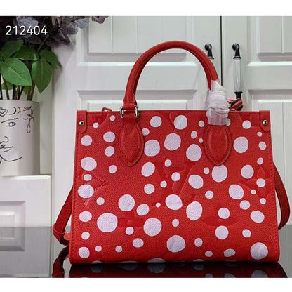 Louis Vuitton LV Women LV x YK OnTheGo PM Red White Embossed Grained Monogram Empreinte Cowhide