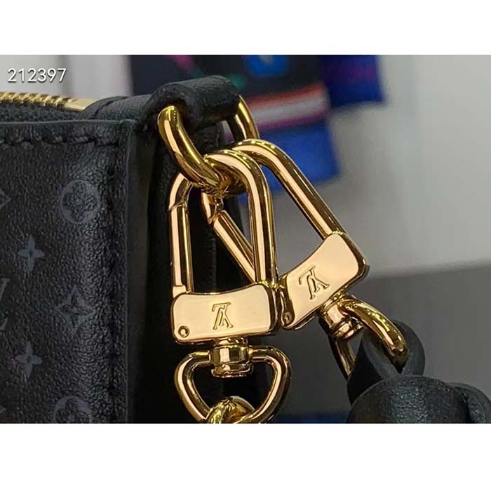 Louis Vuitton LV Women Lexington Pouch Black Monogram-Embossed Calf Leather