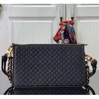 Louis Vuitton LV Women Lexington Pouch Black Monogram-Embossed Calf Leather