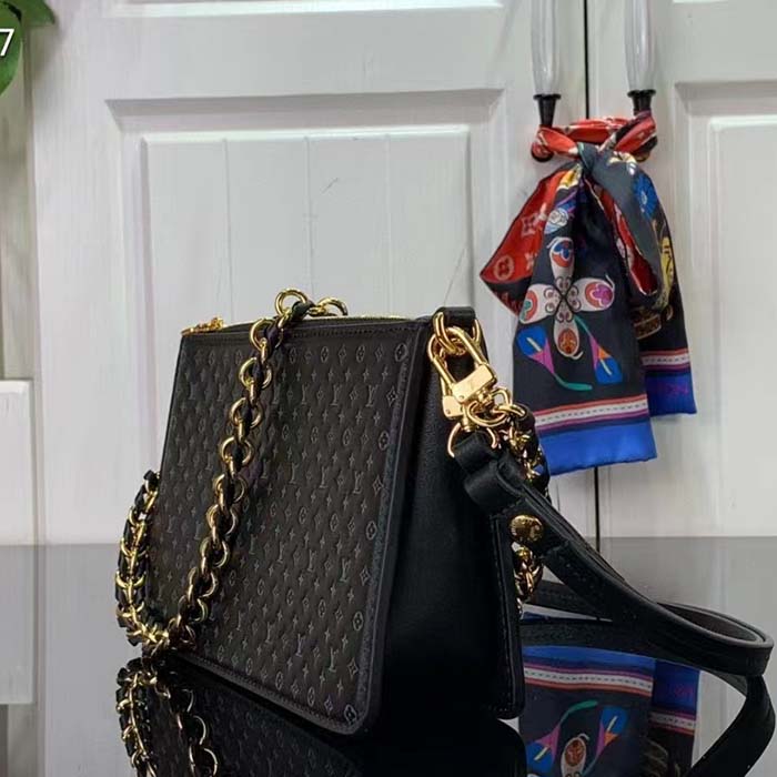 Louis Vuitton LV Women Lexington Pouch Black Monogram-Embossed Calf Leather