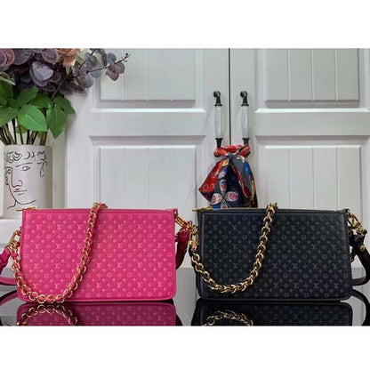 Louis Vuitton LV Women Lexington Pouch Black Monogram-Embossed Calf Leather