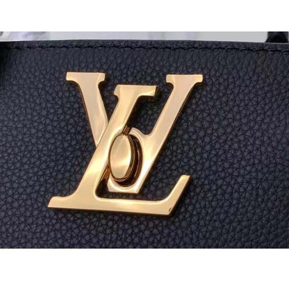 Louis Vuitton LV Women Lock Go Black Grained Calf Leather Microfiber Lining