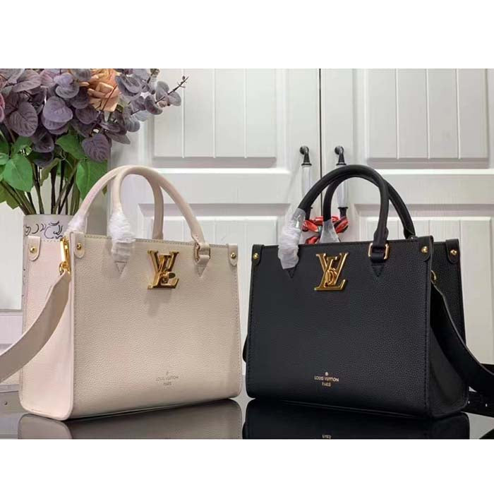 Louis Vuitton LV Women Lock Go Black Grained Calf Leather Microfiber Lining
