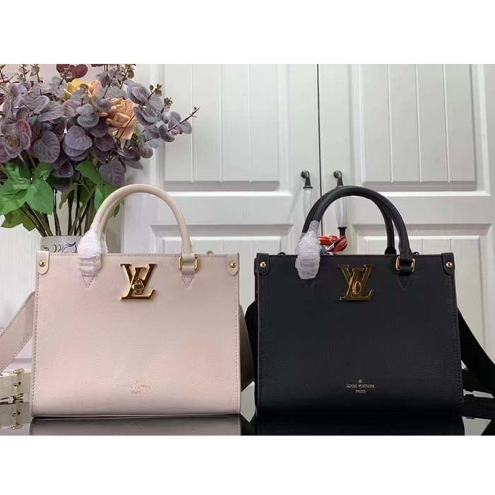 Louis Vuitton LV Women Lock Go Black Grained Calf Leather Microfiber Lining