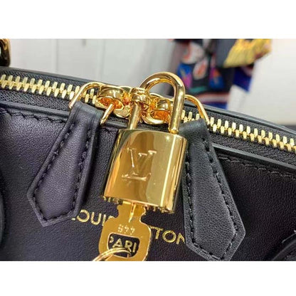 Louis Vuitton LV Women Lock It MM Black Taurillon Leather Smooth Calfskin Calf Leather