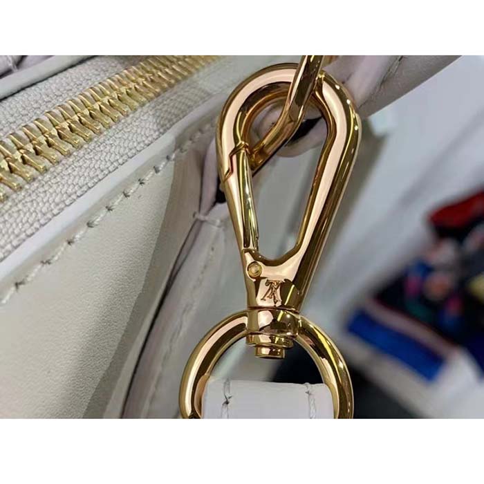 Louis Vuitton LV Women Lock It MM Crème Beige Taurillon Leather Calfskin Calf Leather