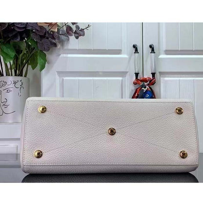 Louis Vuitton LV Women Lock It MM Crème Beige Taurillon Leather Calfskin Calf Leather