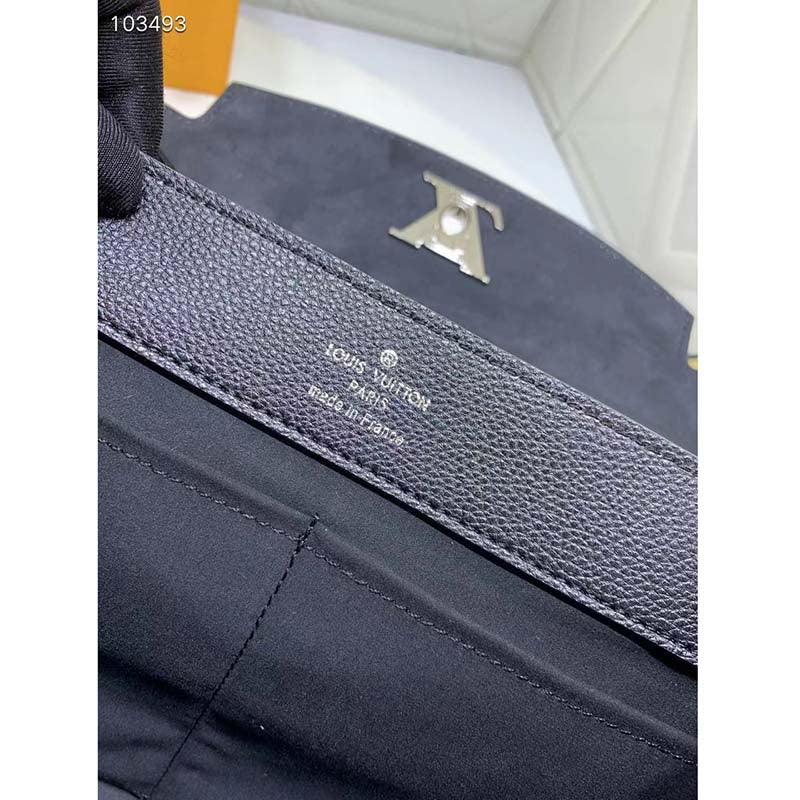 Louis Vuitton LV Women Lockme Ever MM Handbag Black Soft Grained Calfskin