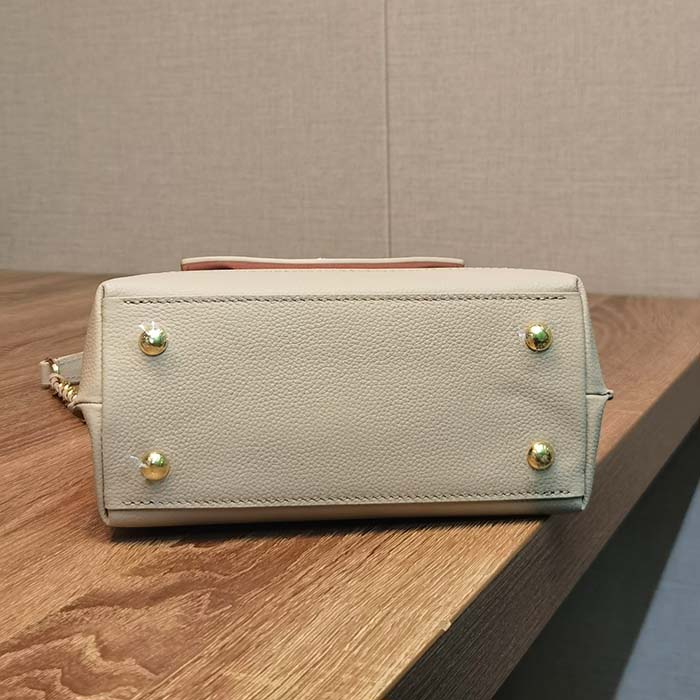 Louis Vuitton LV Women Lockme Ever Mini Handbag Greige Grained Calf Leather