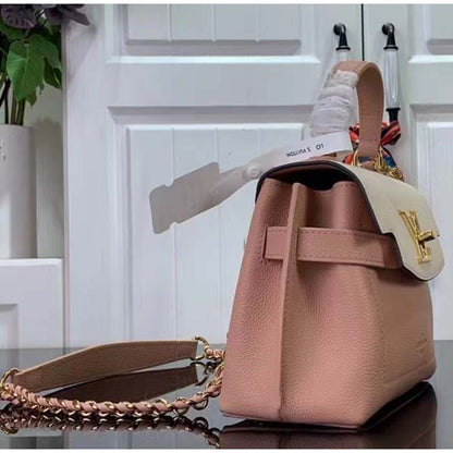 Louis Vuitton LV Women Lockme Ever Mini Handbag Rose Quartz Trianon Grained Calf Leather