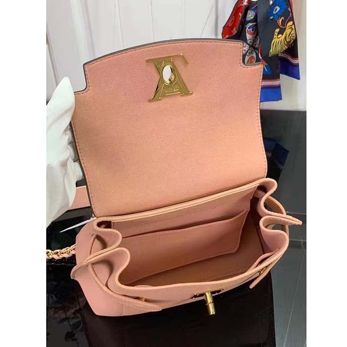 Louis Vuitton LV Women Lockme Ever Mini Handbag Rose Quartz Trianon Grained Calf Leather