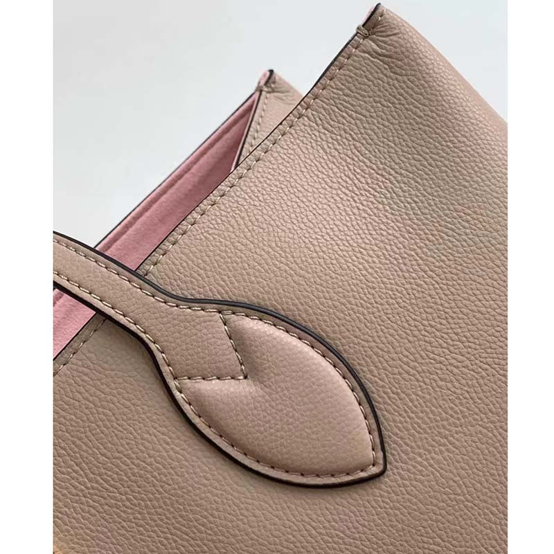 Louis Vuitton LV Women Lockme Shopper Beige Greige Grained Calf Leather