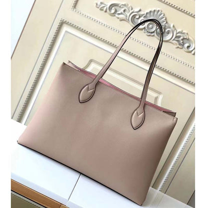 Louis Vuitton LV Women Lockme Shopper Beige Greige Grained Calf Leather