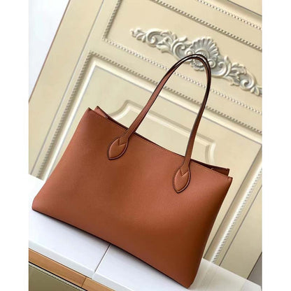 Louis Vuitton LV Women Lockme Shopper Chataigne Brown Grained Calf Leather