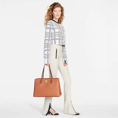 Louis Vuitton LV Women Lockme Shopper Chataigne Brown Grained Calf Leather