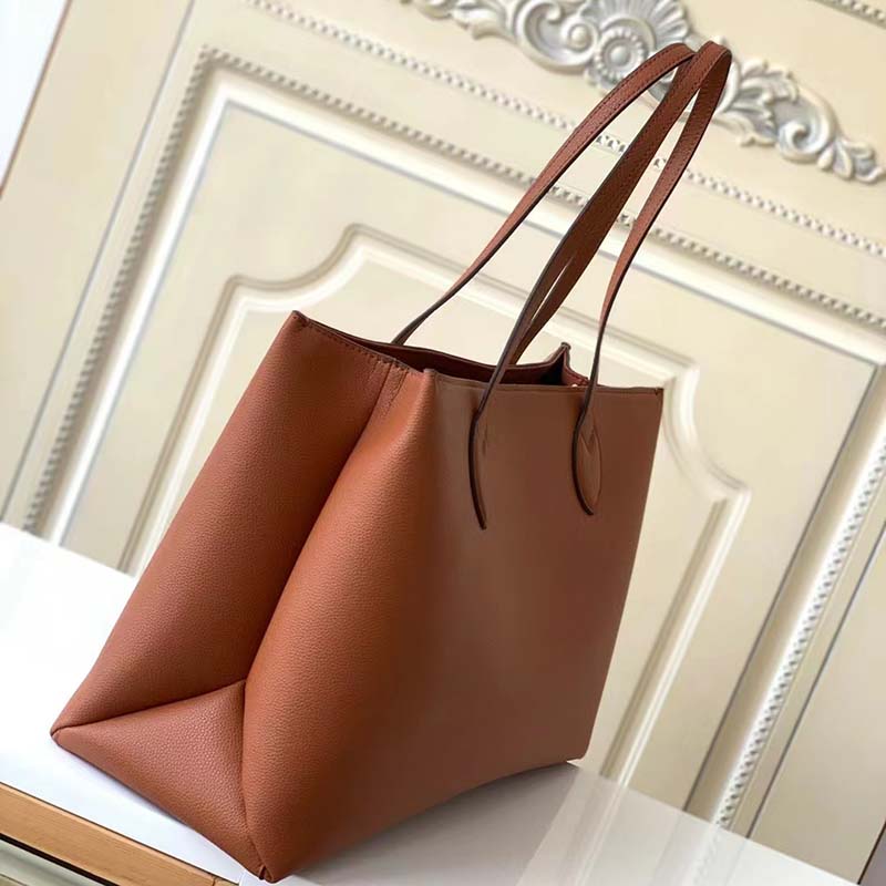 Louis Vuitton LV Women Lockme Shopper Chataigne Brown Grained Calf Leather