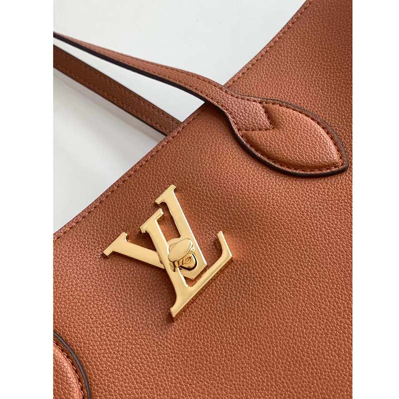 Louis Vuitton LV Women Lockme Shopper Chataigne Brown Grained Calf Leather