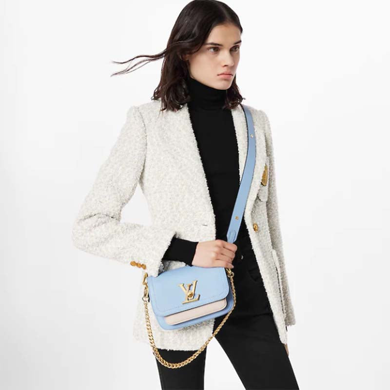 Louis Vuitton LV Women Lockme Tender Bleu Nuage Blue Grained Calf Leather