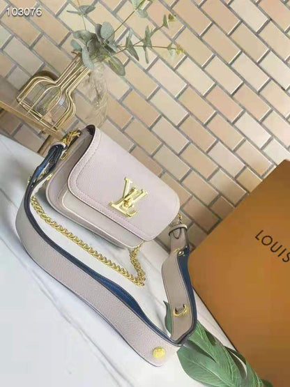 Louis Vuitton LV Women Lockme Tender Rosewater Greige Grained Calf Leather